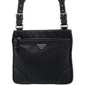 Prada Milano 00s nylon leather crossbody bag Black